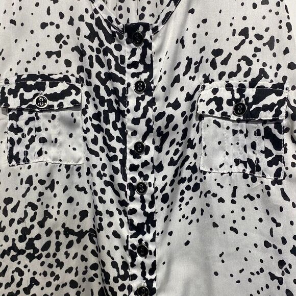 Milano Women's Black White Abstract Button Up Racerback Tank Top Size Small - Picture 8 of 8